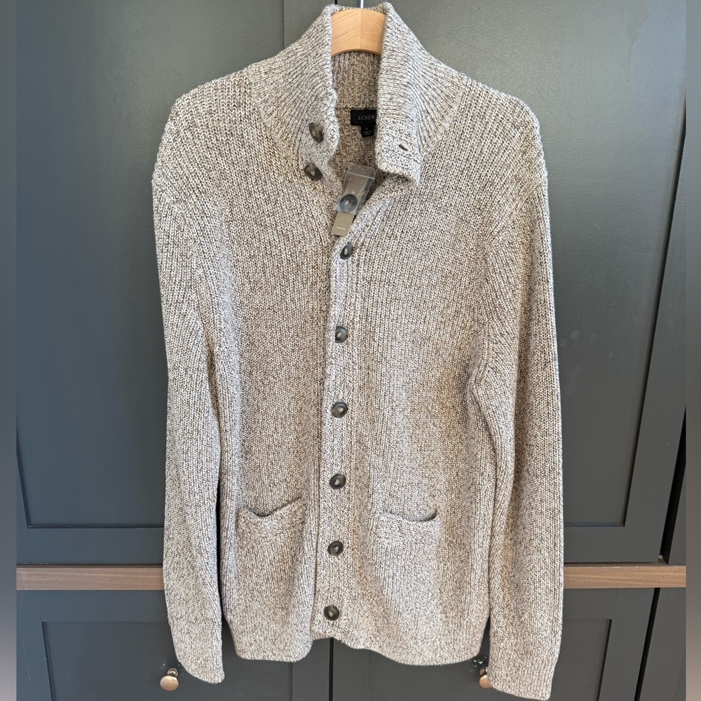 J. Crew Button Up Brown Tan Knot Sweater  L • NWT